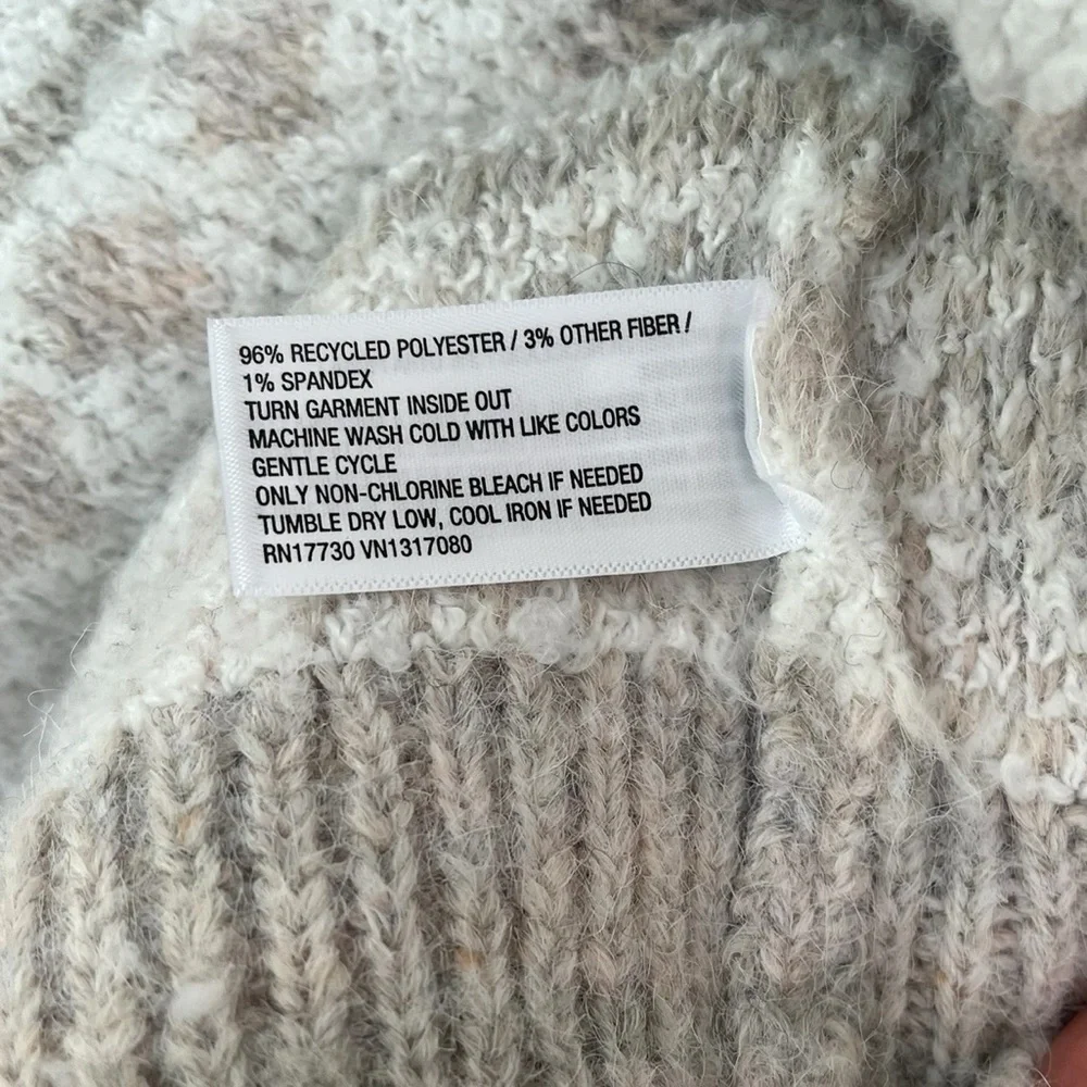 Knox Rose Aztec fair isle button pullover sweater taupe white black S - Picture 11 of 11